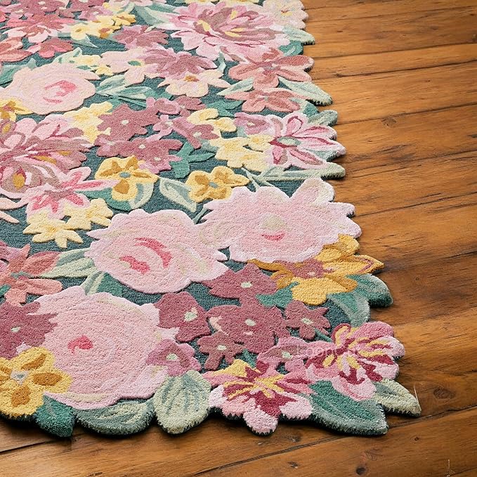 Multicolor Foliage Hand-Tufted Irregular Rug