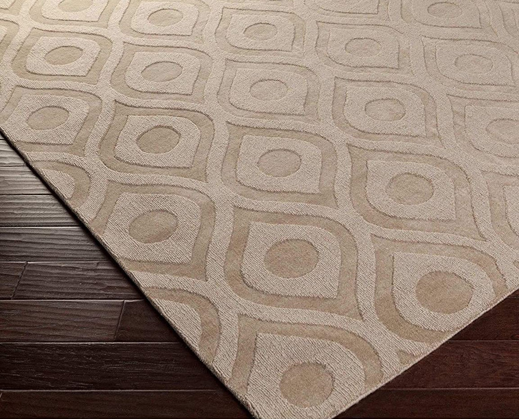 Beige Beehive Cut-Loop Hand-Tufted Wool Rug