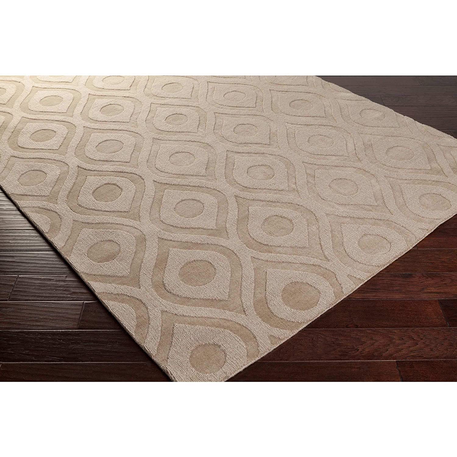 Beige Beehive Cut-Loop Hand-Tufted Wool Rug