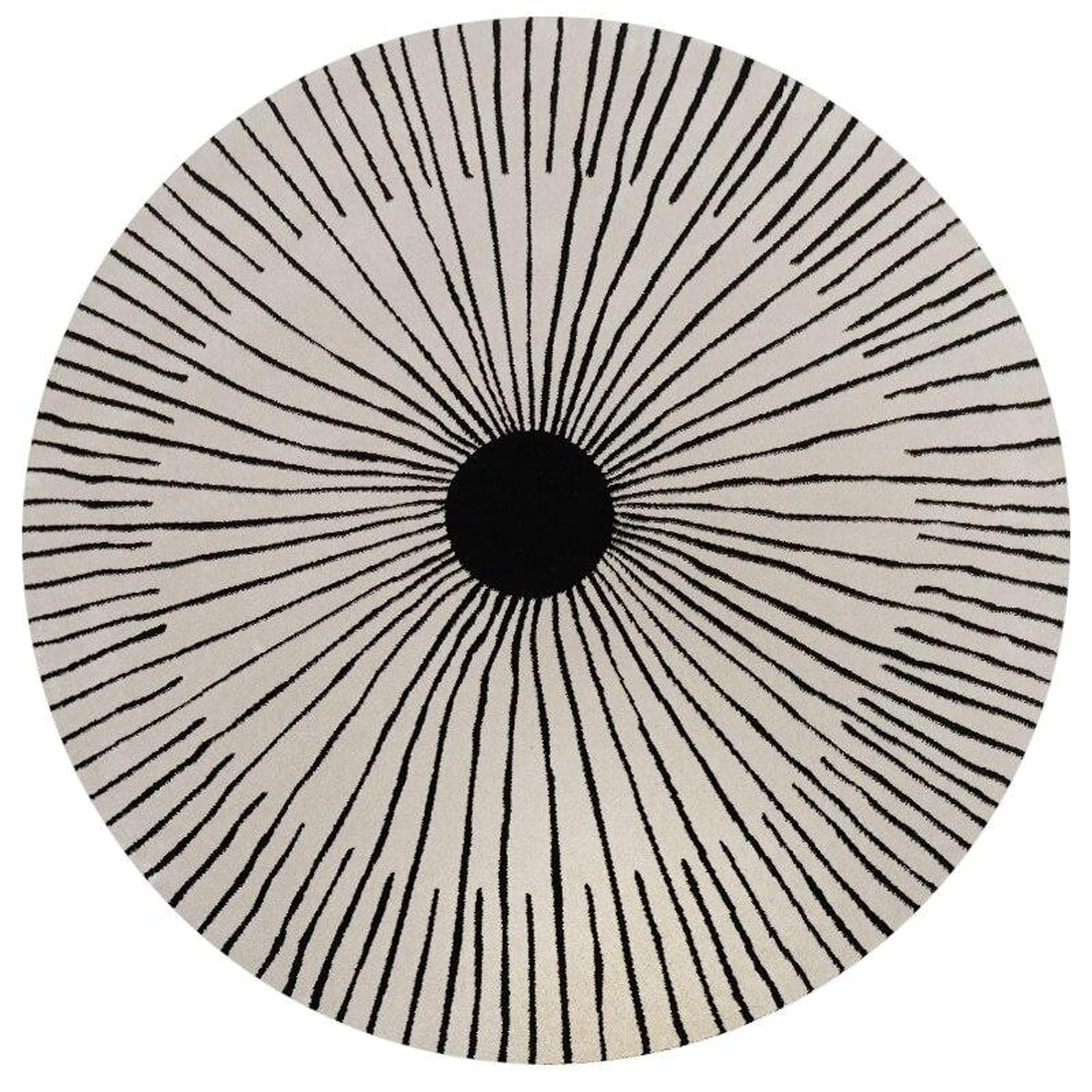 Black & White Hand Tufted Round Rug – Rays Carpet for Modern Homes