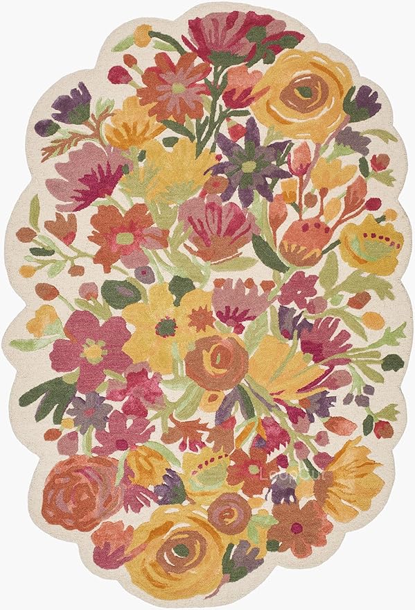 Multicolor Foliage Hand-Tufted Irregular Rug