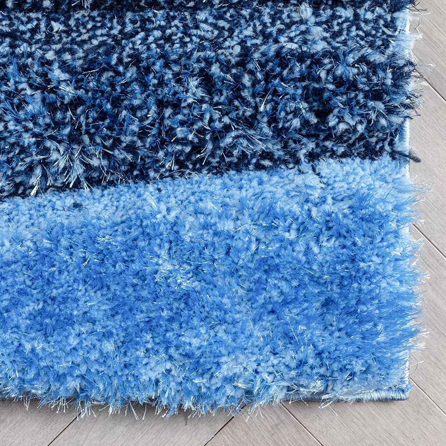 Blue Irregular Stripes Carpet | Soft & Fluffy Microfiber Area Rug