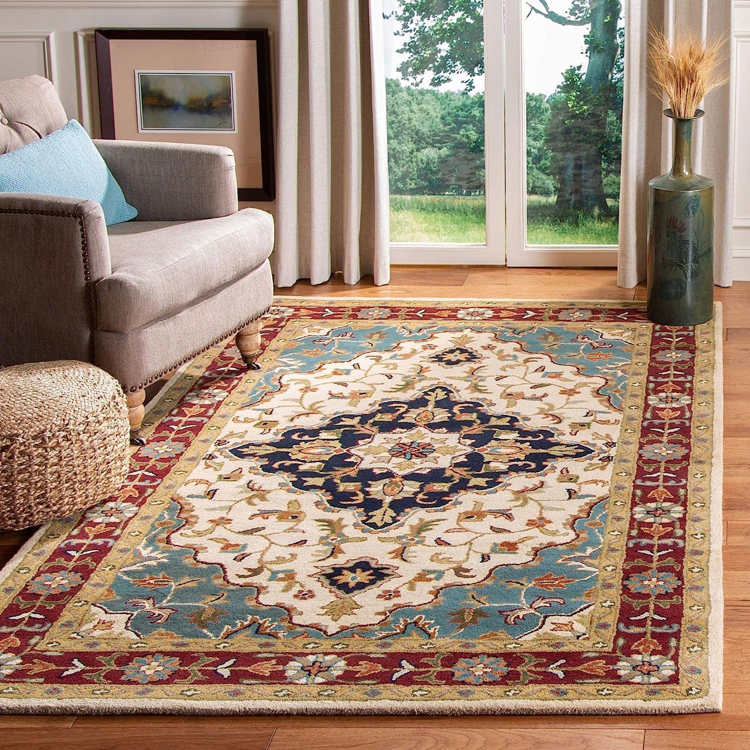 Ivory Persian Heriz Area Rug