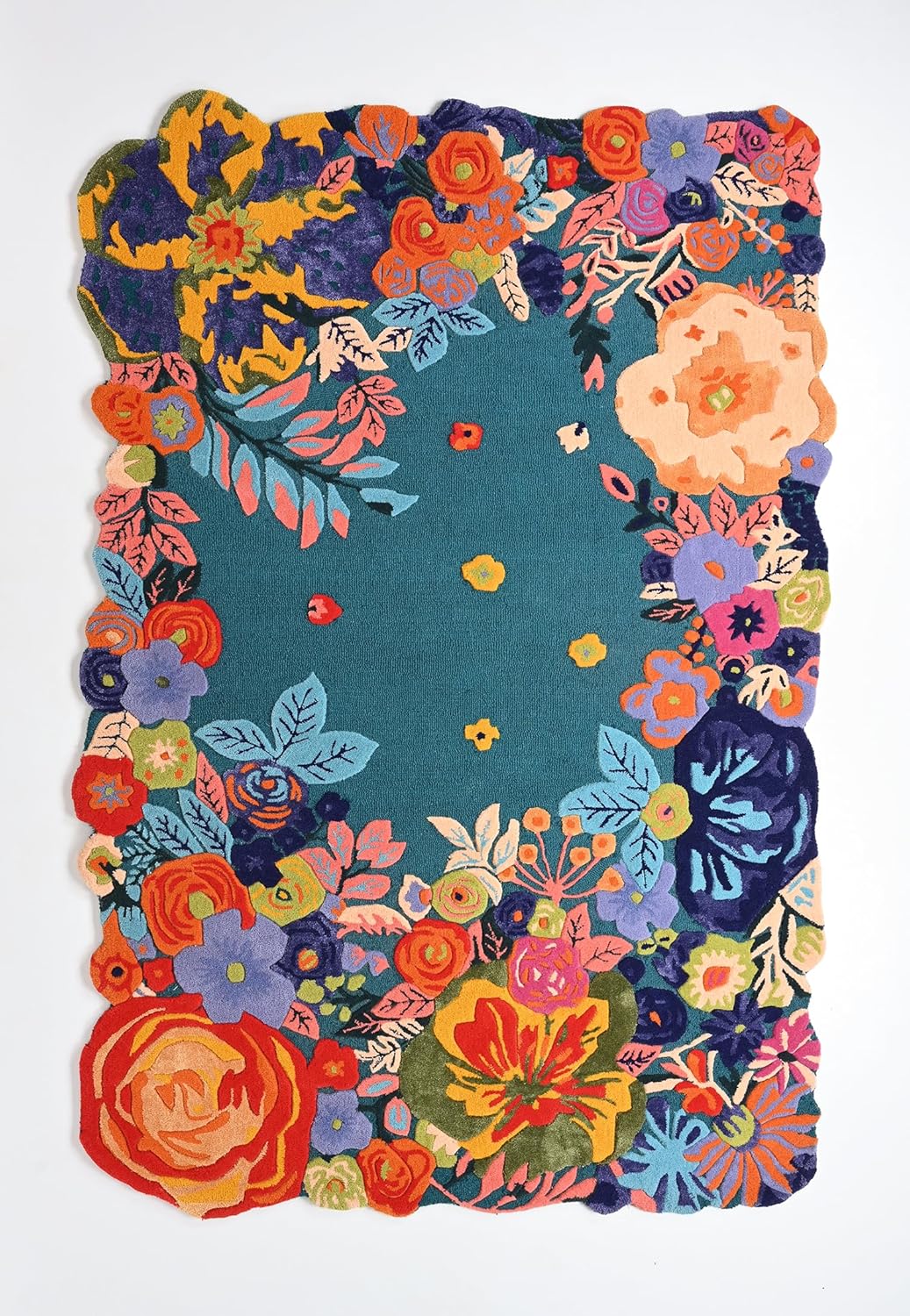 Emerald Foliage Hand-Tufted Irregular Rug