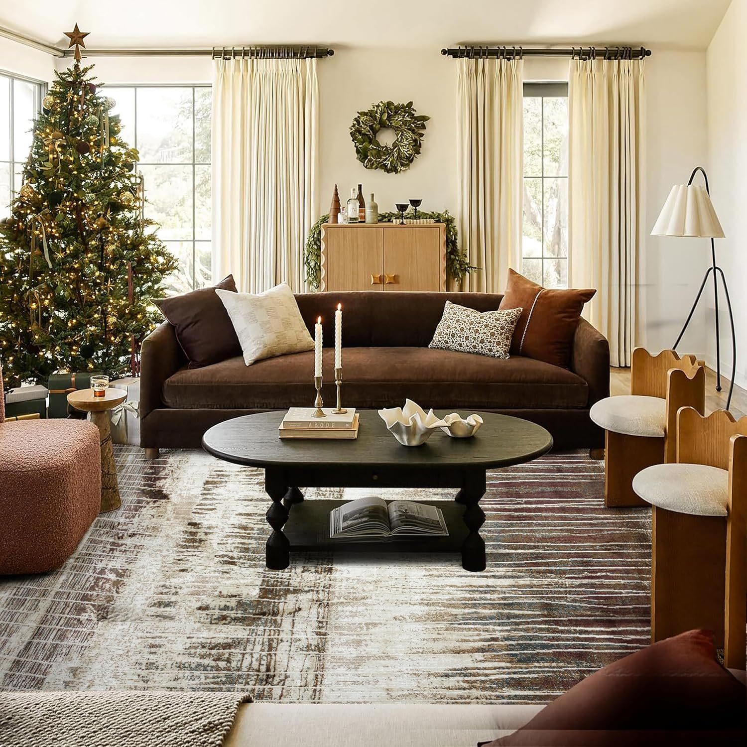 Modern Abstract Area Rug – Washable Living Room & Bedroom Carpet