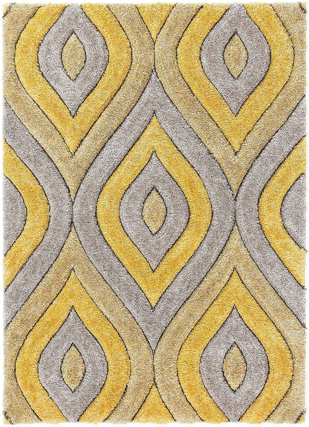 Mustard & Grey Shaggy Carpet | Luxurious Handmade Microfiber Area Rug