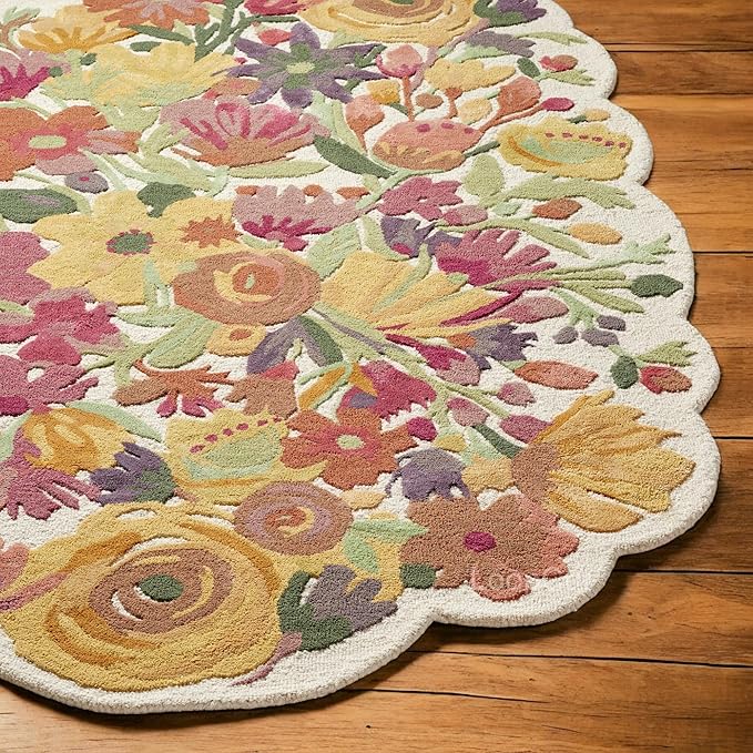 Multicolor Foliage Hand-Tufted Irregular Rug