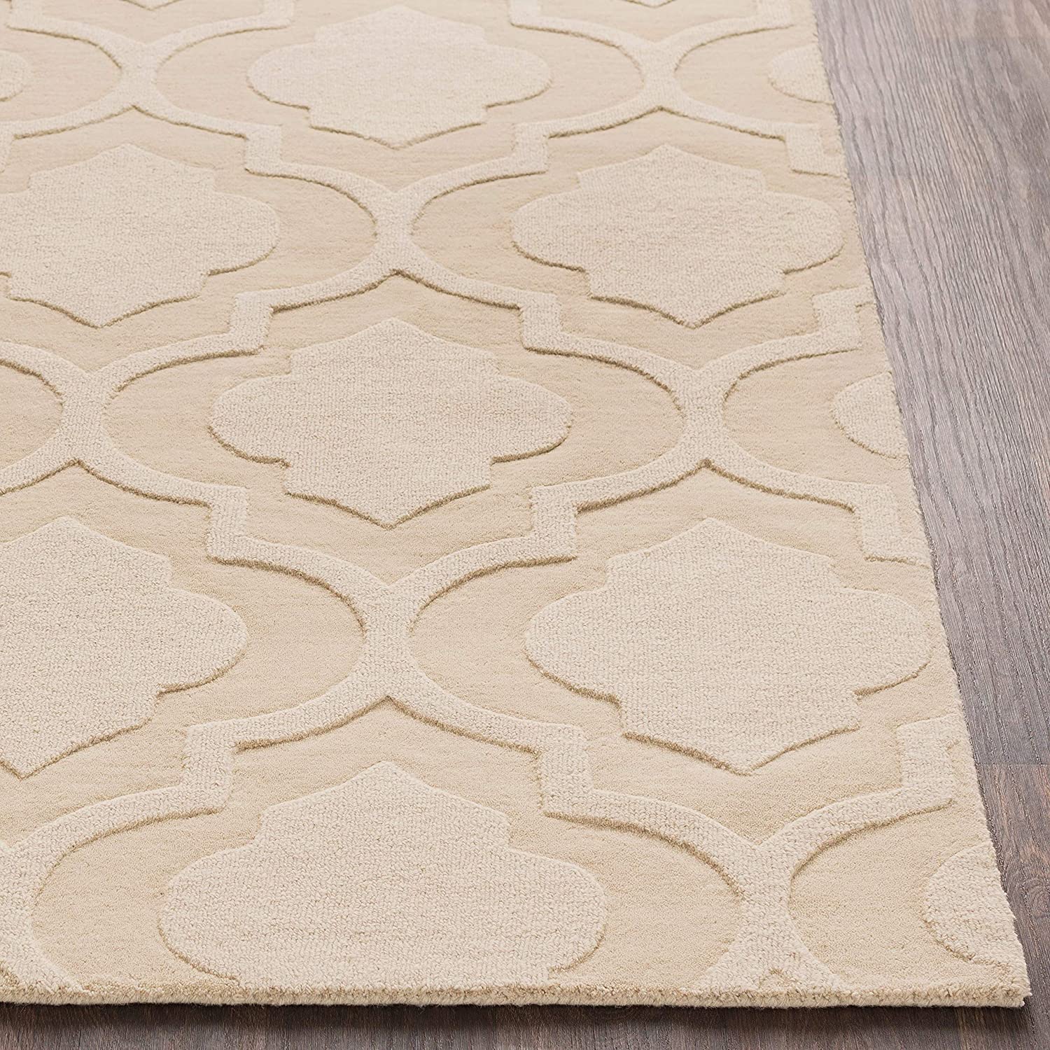 Beige Moraccan Cut-Loop Hand-Tufted Wool Rug