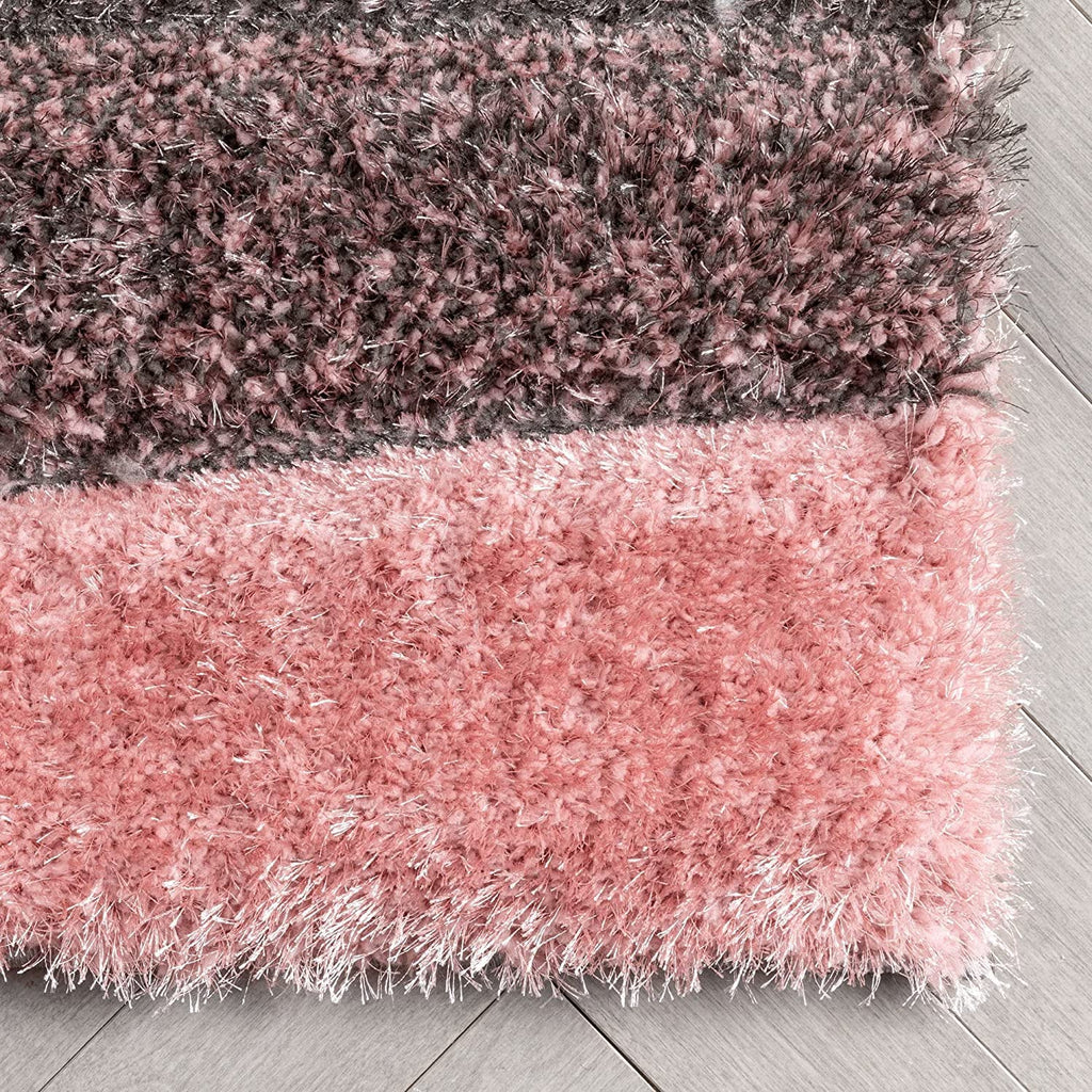 Blush Irregular Stripes Carpet | Soft & Fluffy Microfiber Area Rug