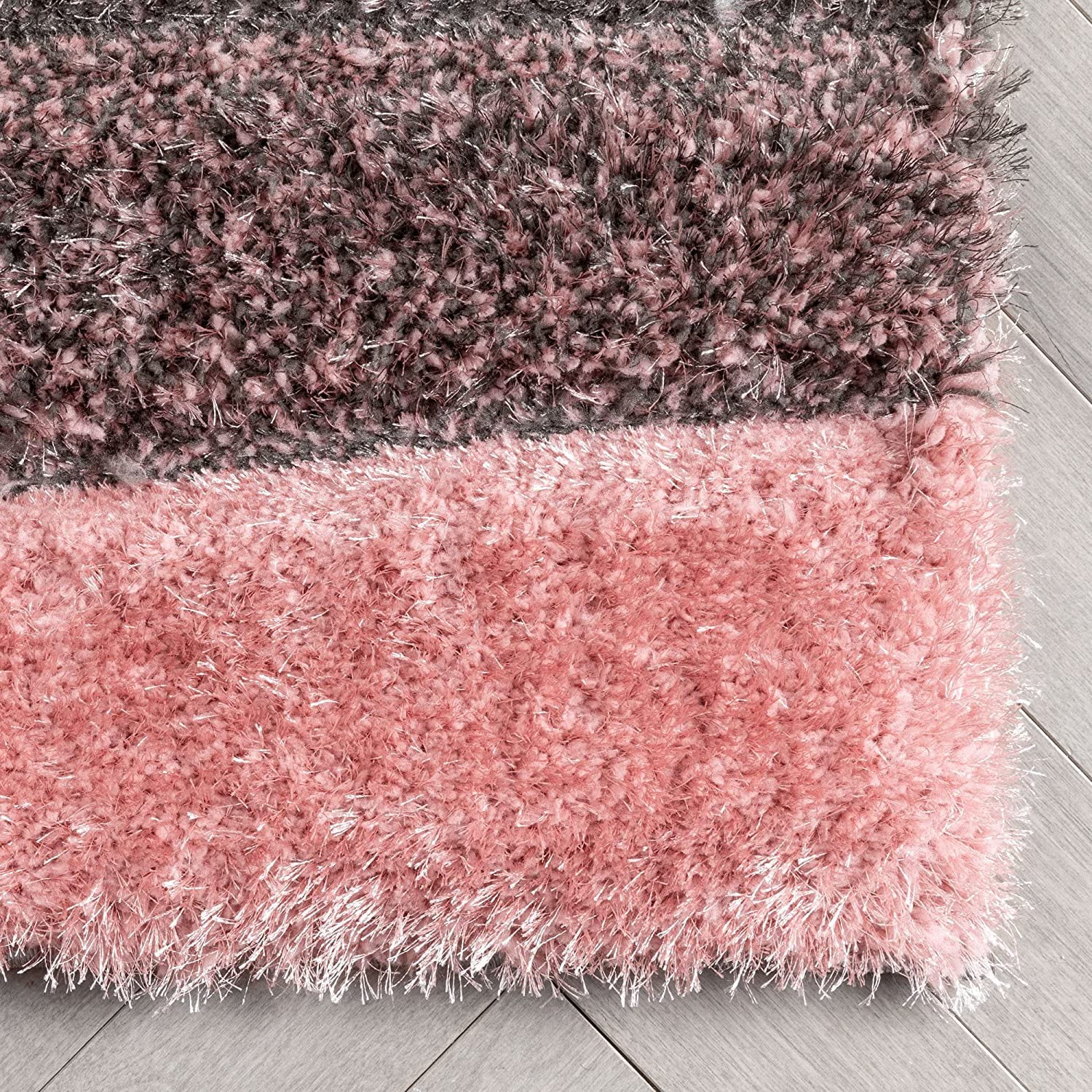 Blush Irregular Stripes Carpet | Soft & Fluffy Microfiber Area Rug