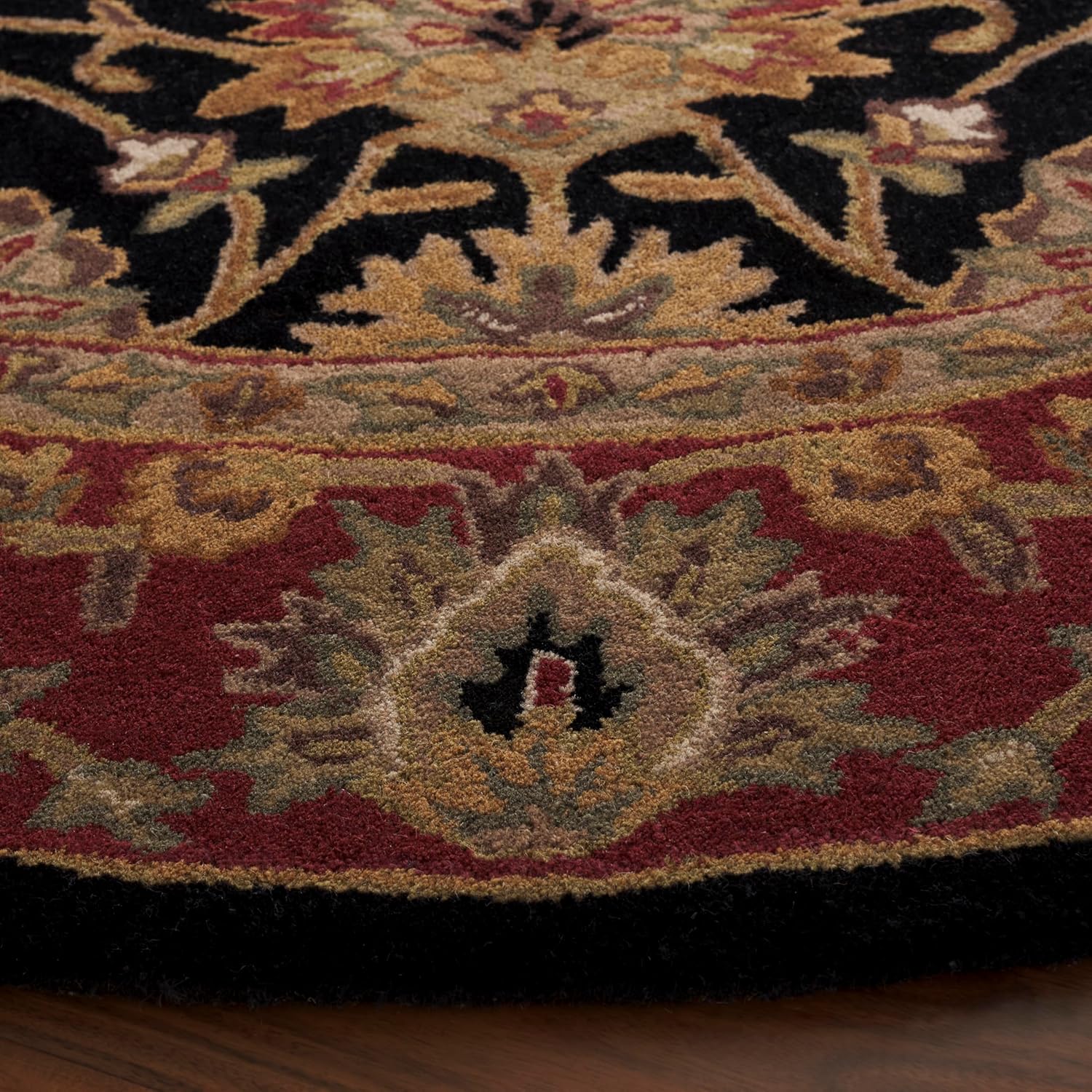 Black Oriental Persian Round Wool Rug