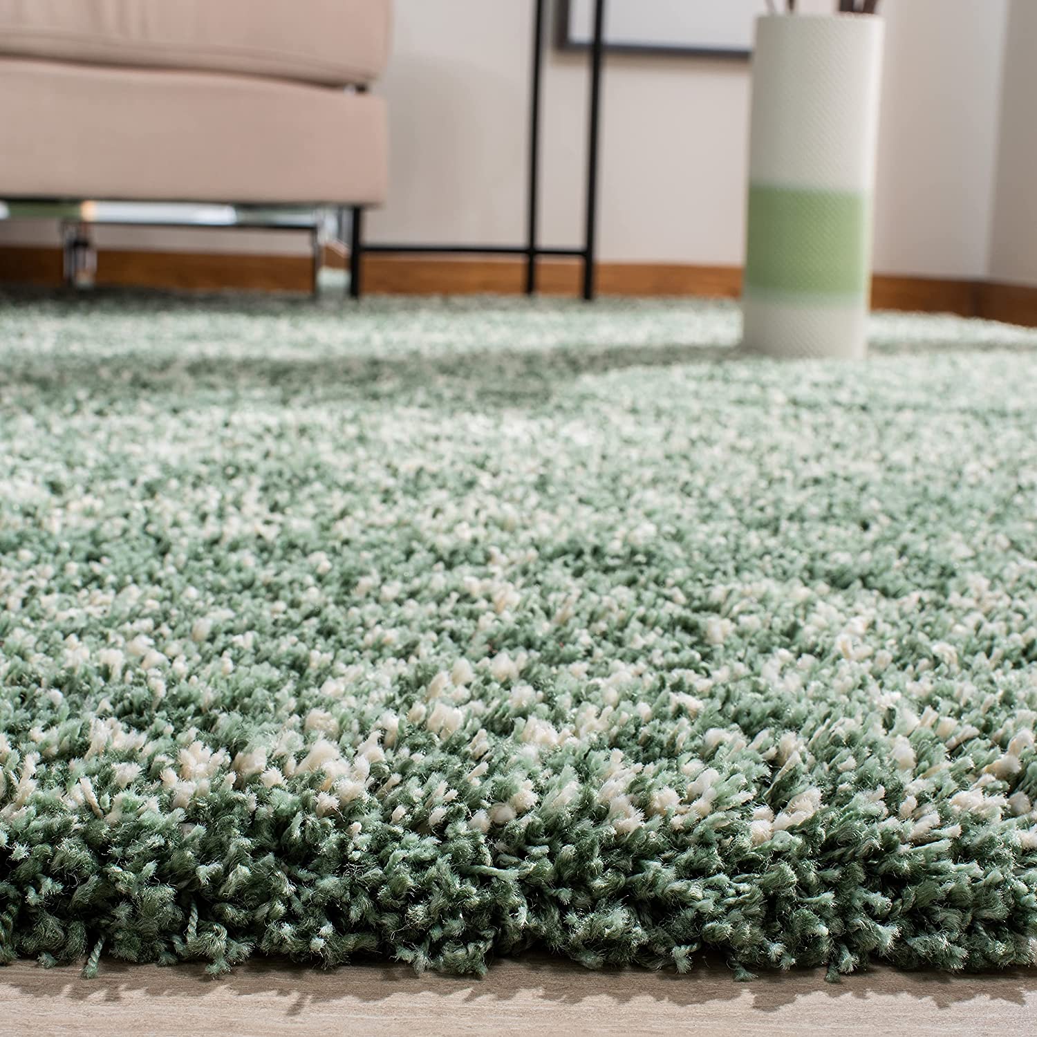 Green Handmade Ombre Microfibre Carpet – Soft Area Rug for Living Room, Bedroom & Hall