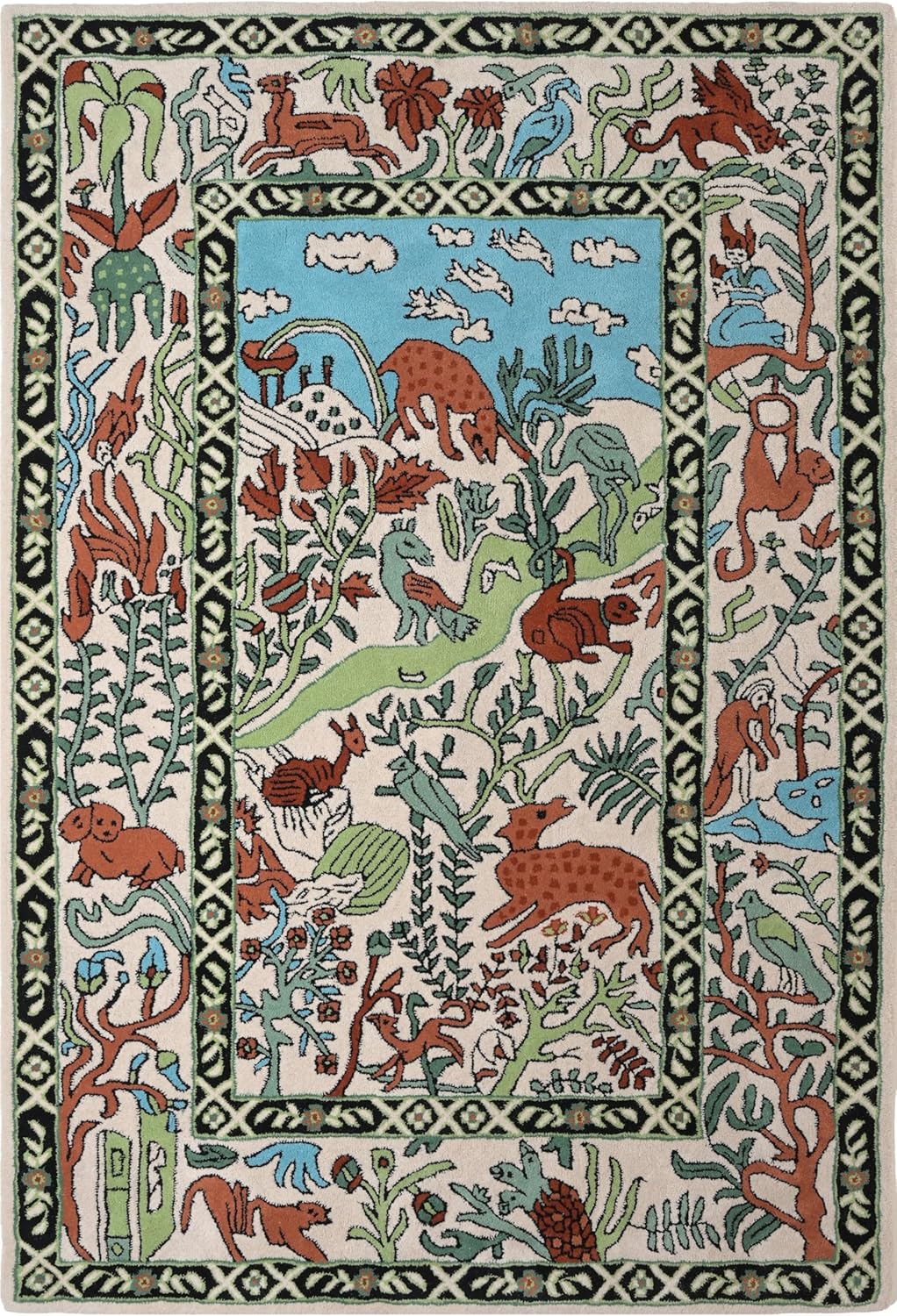 Heritage Animal Motif Wool Rug – Hand-Tufted Oriental Design