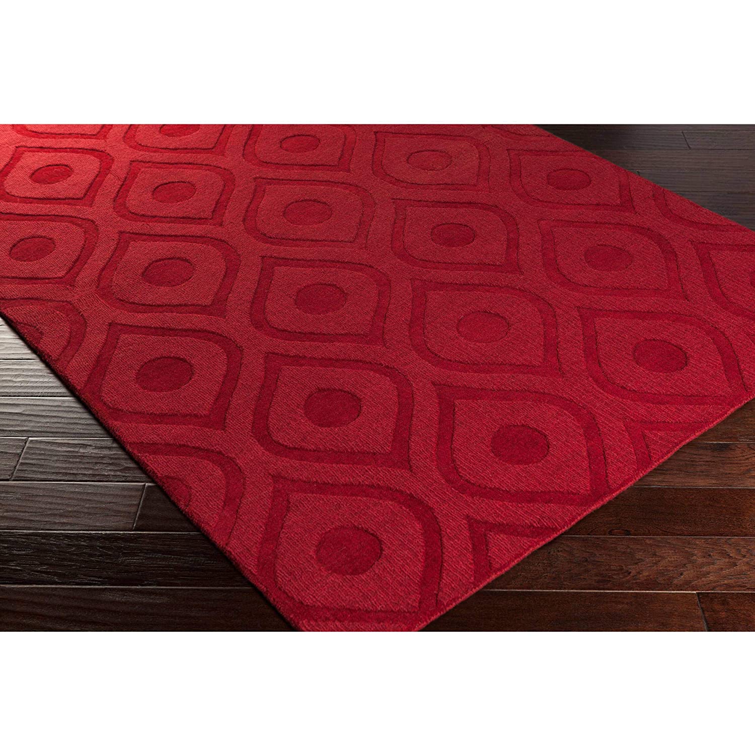 Red Beehive Cut-Loop Hand-Tufted Wool Rug