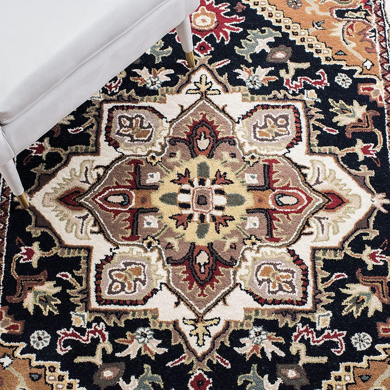 Black Persian Heriz Area Rug