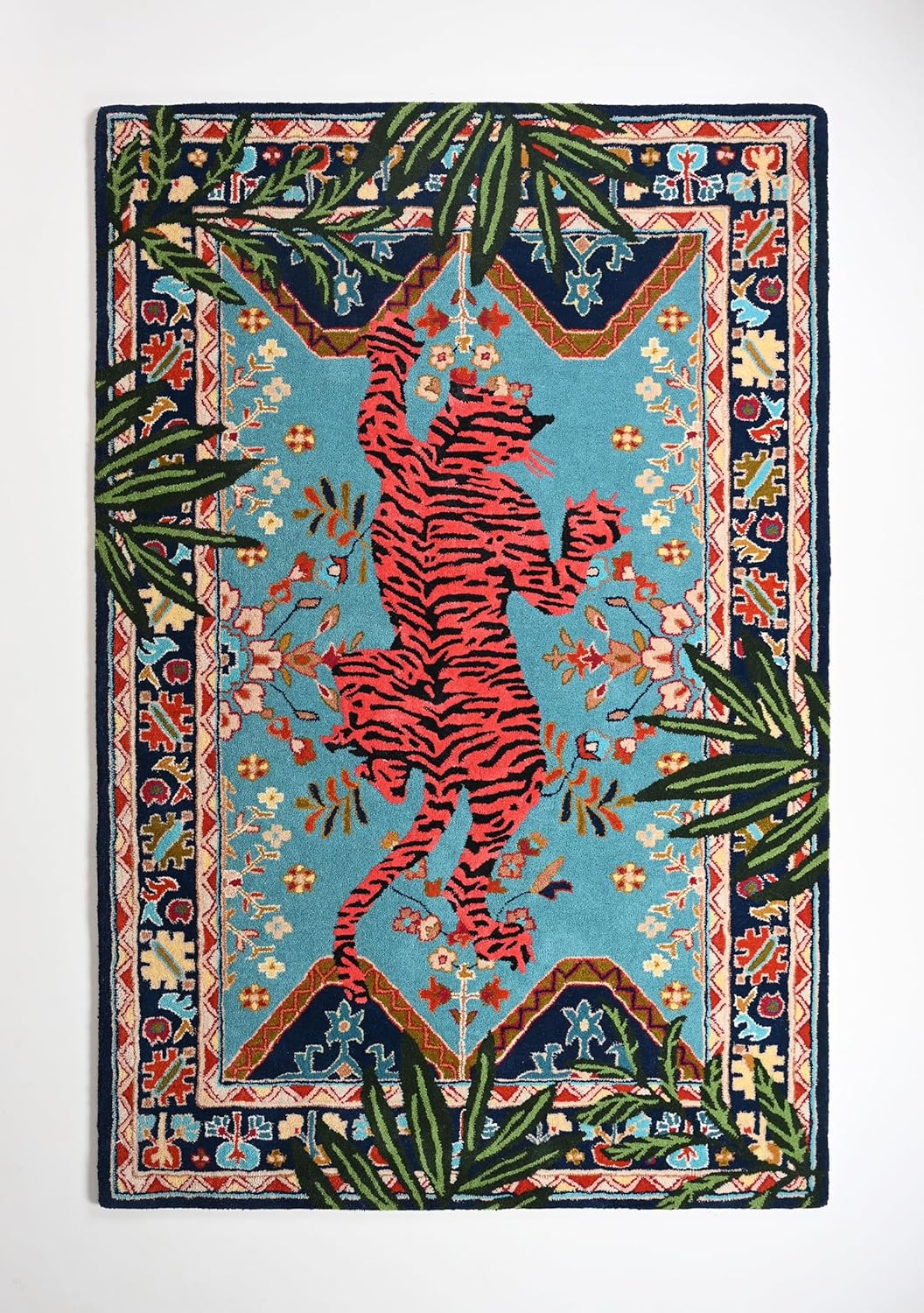 Handmade Wool Tiger Rug – Red Tiger Animal Oriental Area Rug