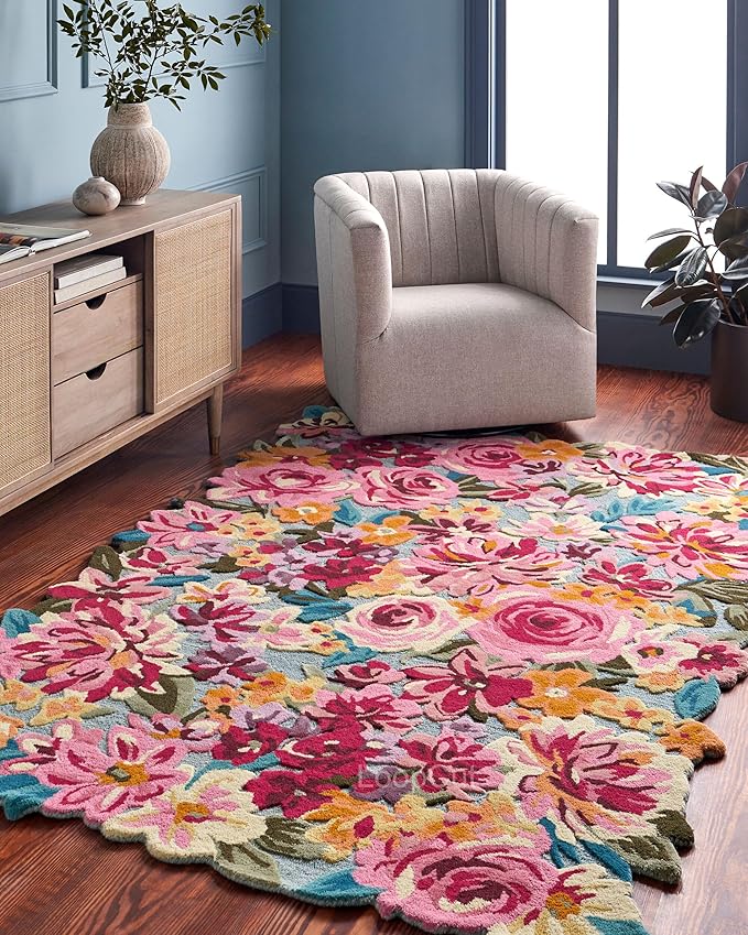 Multicolor Foliage Hand-Tufted Irregular Rug