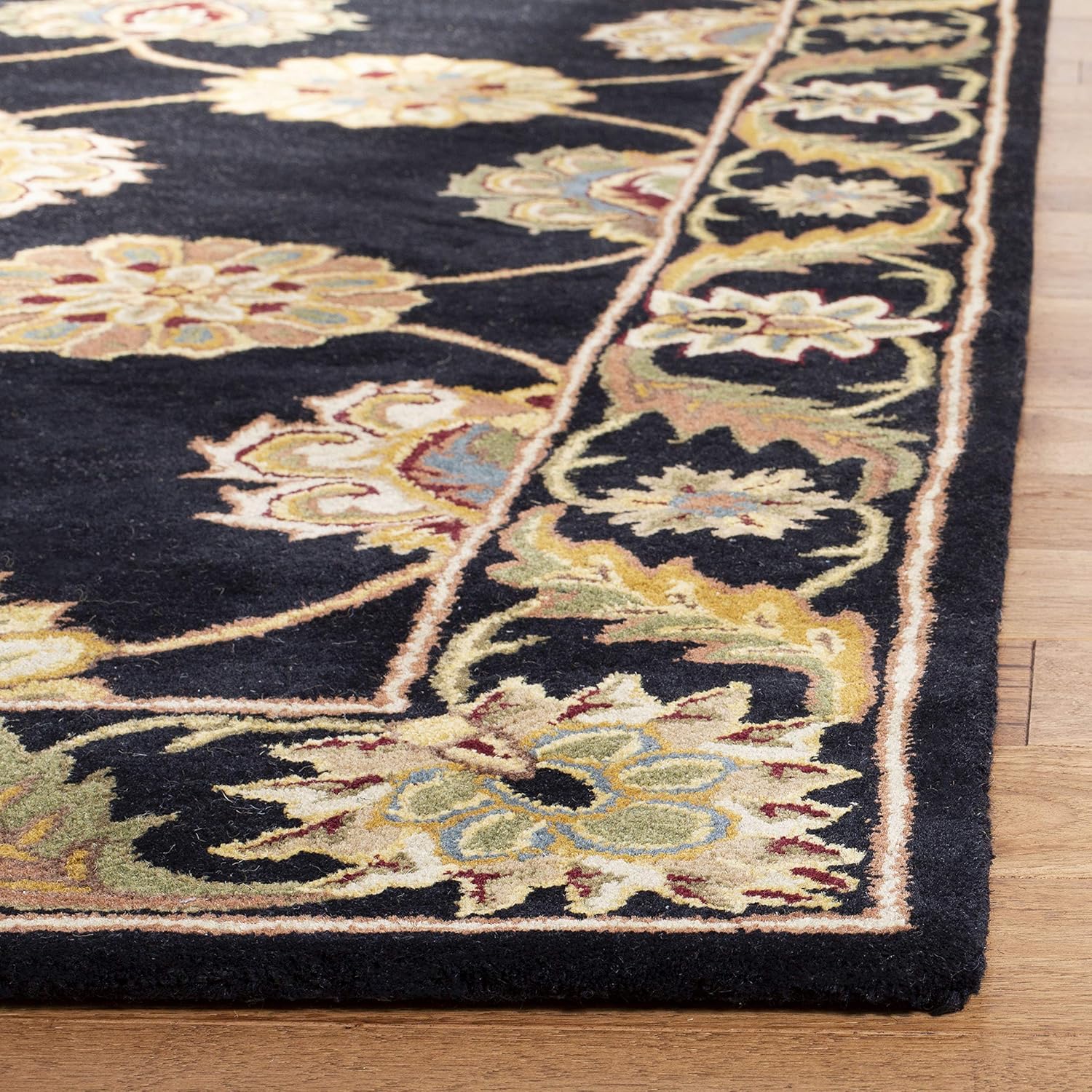 Black Handmade Vintage Persian Carpet