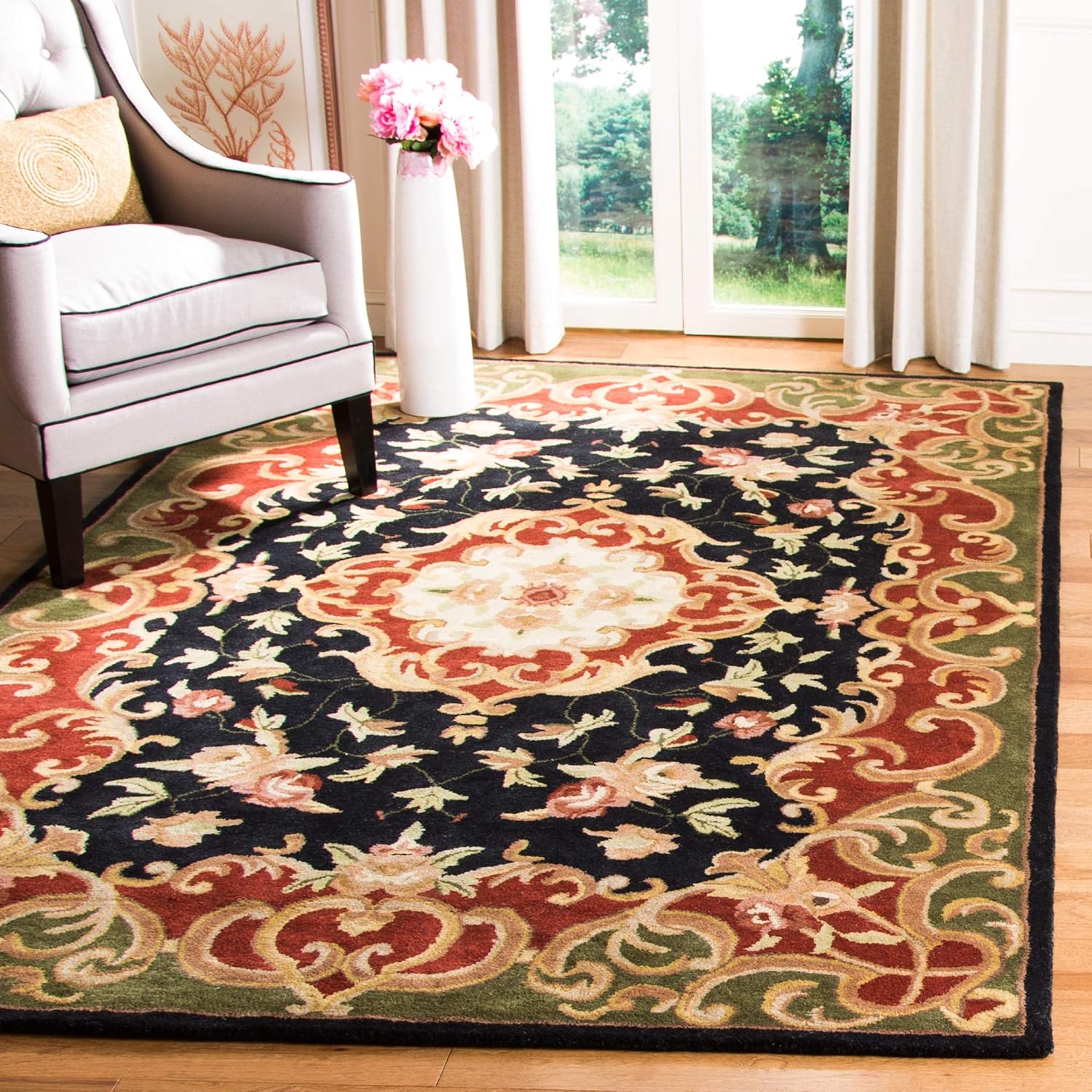 Black Vintage Persian Traditional Area Rug