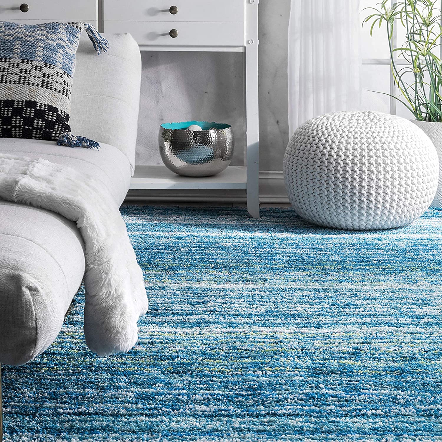 Torquoise Handmade Ombre Microfibre Carpet – Soft Area Rug for Living Room, Bedroom & Hall