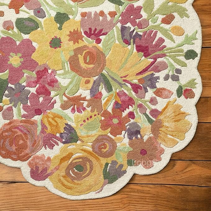 Multicolor Foliage Hand-Tufted Irregular Rug