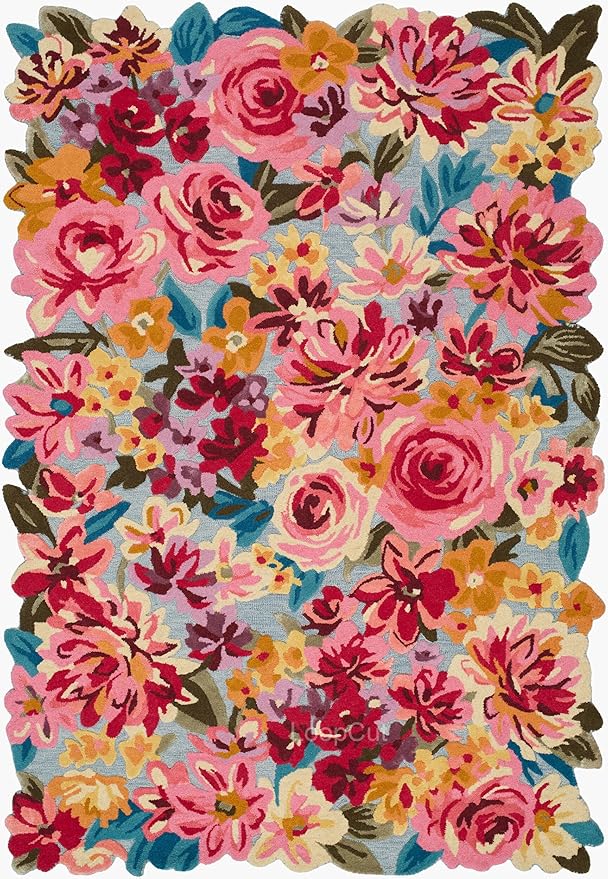 Multicolor Foliage Hand-Tufted Irregular Rug