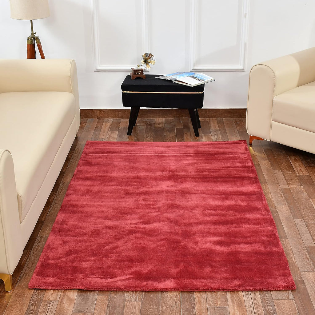 Red Aura Flow Viscose Silk Hand-Tufted Rug