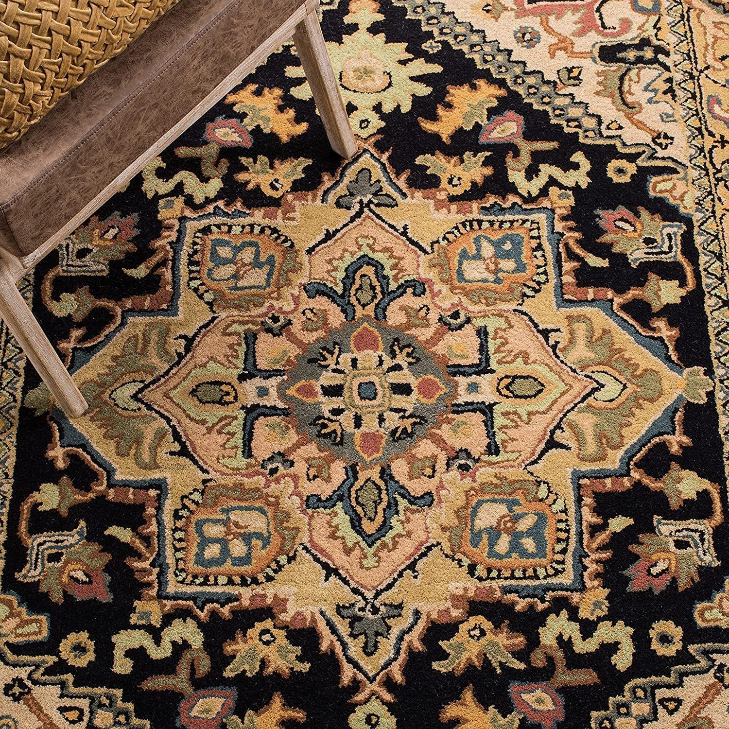 Black Persian Heriz Area Rug