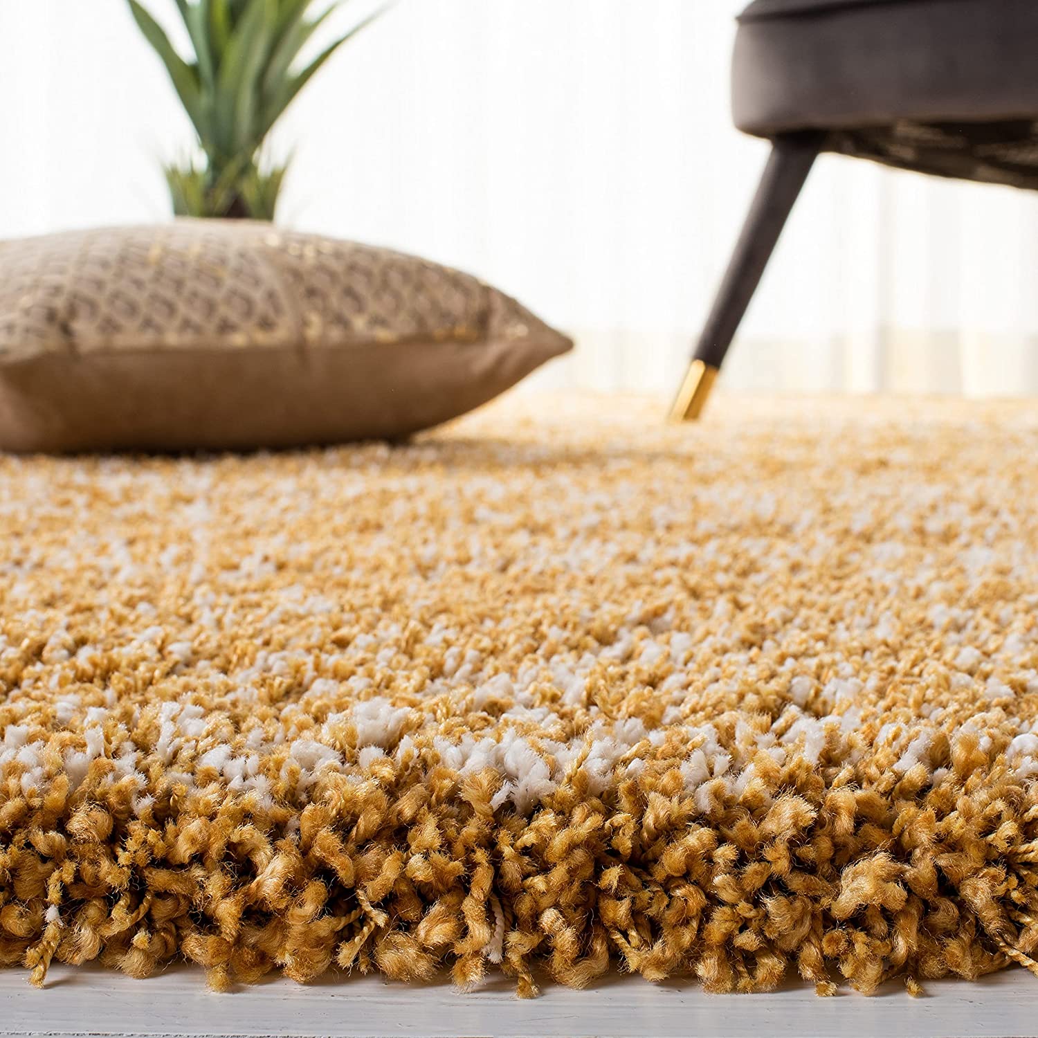 Yellow Handmade Ombre Microfibre Carpet – Soft Area Rug for Living Room, Bedroom & Hall