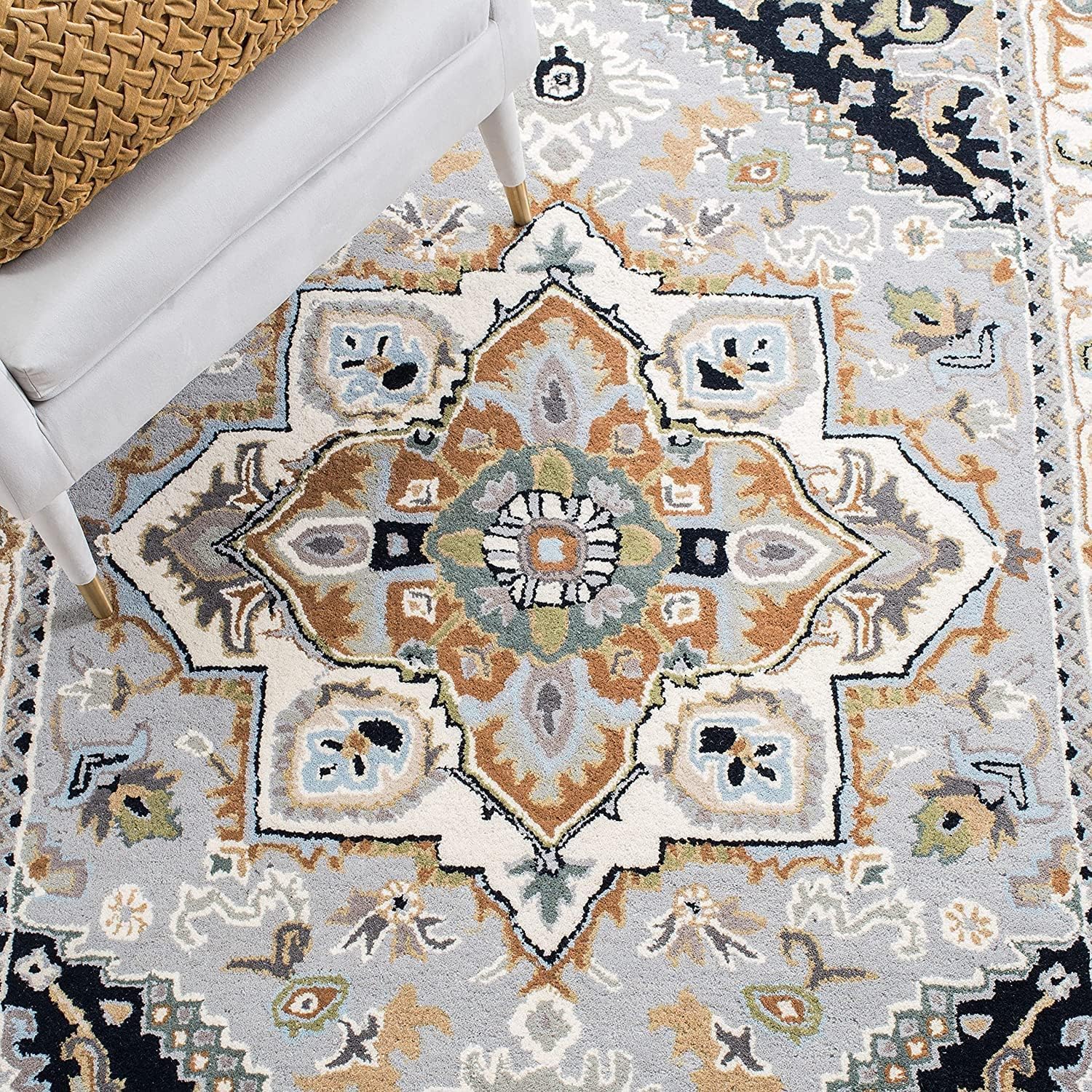 Black Persian Heriz Area Rug