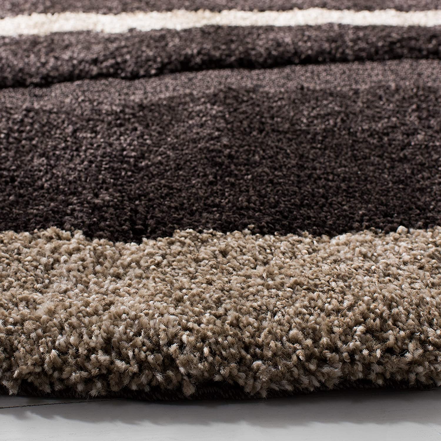 Coffee & Beige Shaggy Carpet | Luxurious Handmade Microfiber Area Rug