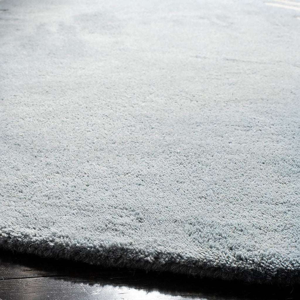Lite Blue Peacock Feather Hand Tufted Round Rug