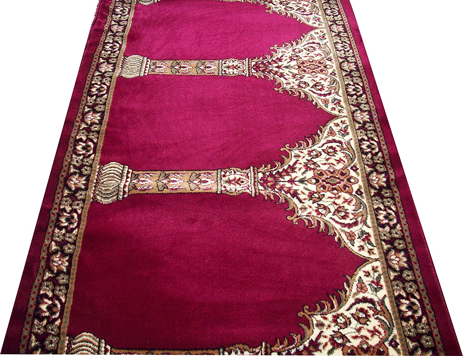 Maroon Janamaz Roll – Luxury Masjid Carpet | High Pile 12mm Mosque Prayer Mat & Premium Janamaz Rug