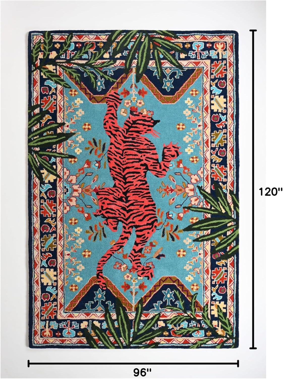 Handmade Wool Tiger Rug – Red Tiger Animal Oriental Area Rug