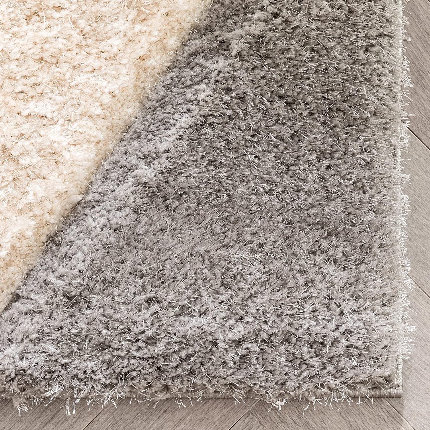 Multicolor Zig-Zag Shaggy Carpet | Luxurious Handmade Microfiber Area Rug