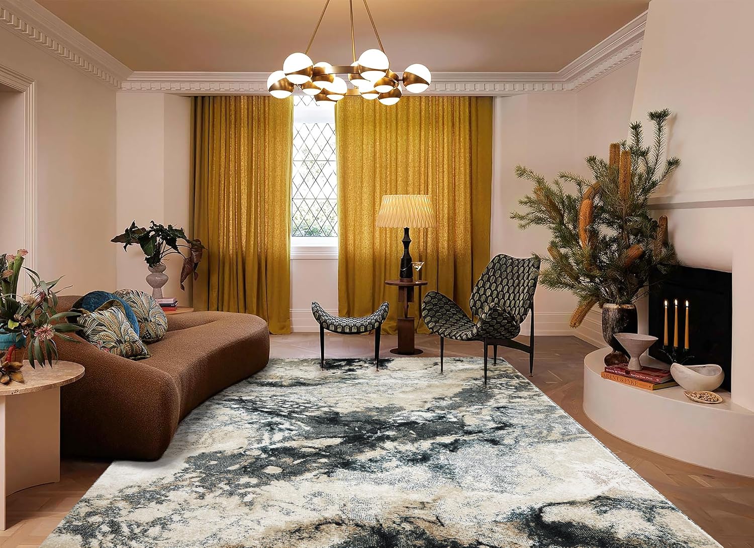 Luxury Modern Abstract Area Rug – Washable Floor Carpet for Living Spaces