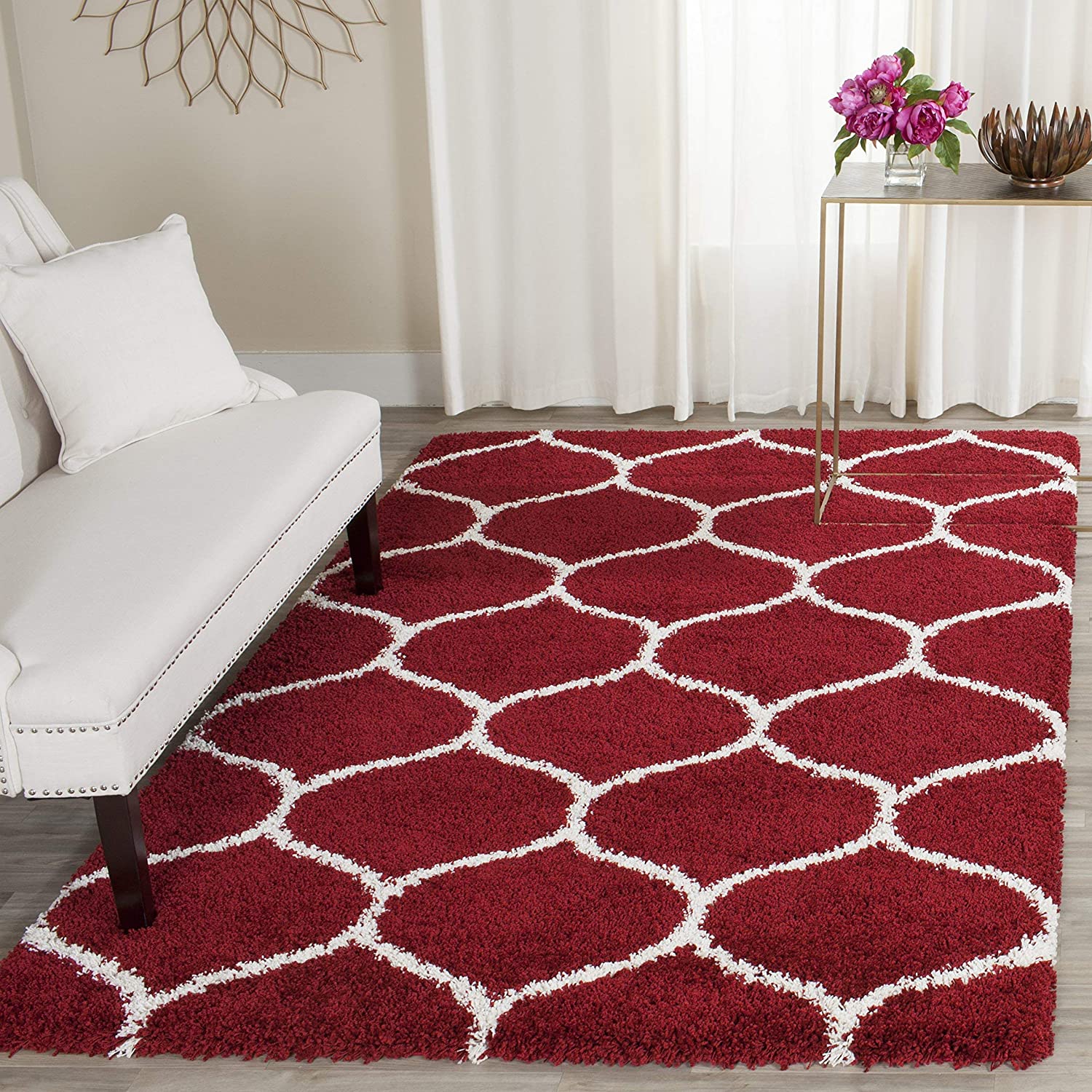 Maroon Moraccan Shaggy Carpet | Luxurious Handmade Microfiber Area Rug