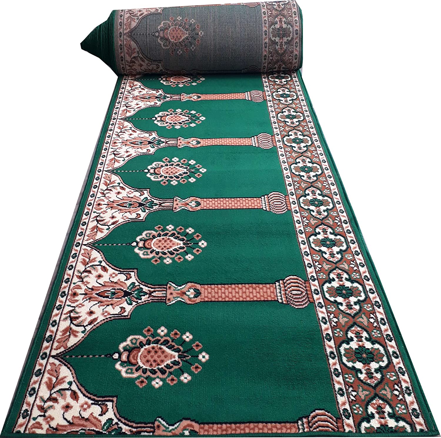 Green Janamaz Roll – Premium Masjid Carpet | Mosque Prayer Mat & Janamaz Rug