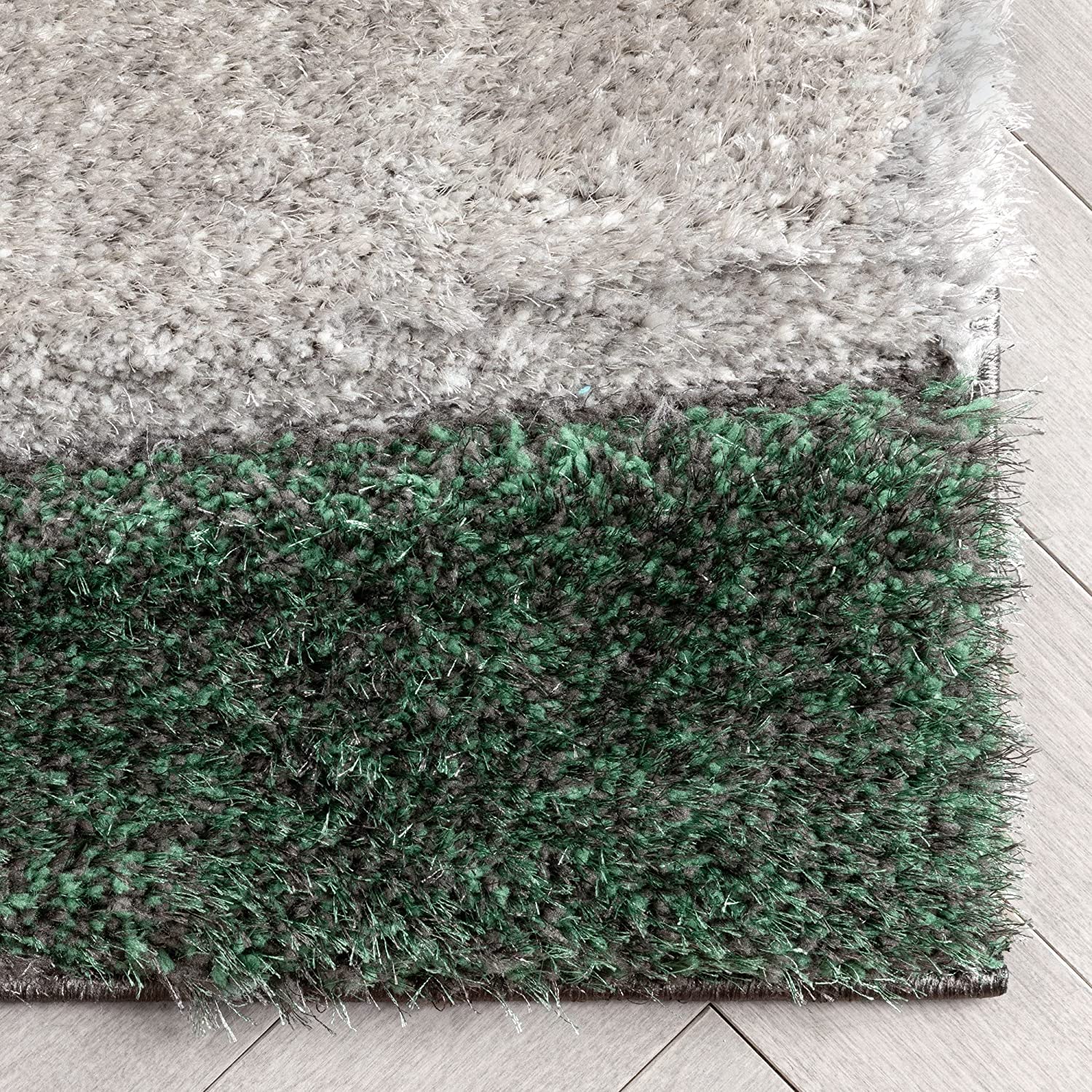 Green Irregular Stripes Carpet | Soft & Fluffy Microfiber Area Rug