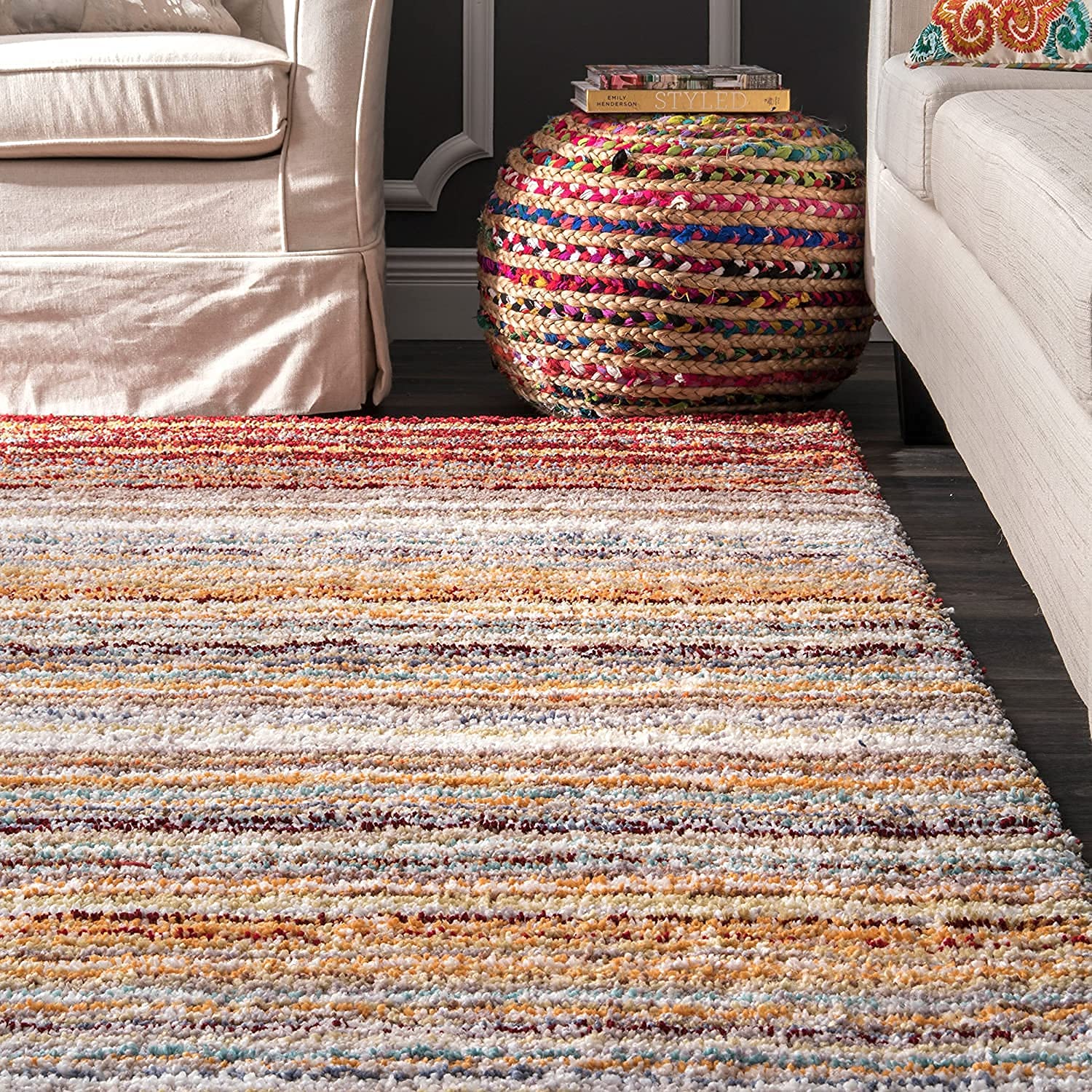 Red Handmade Ombre Microfibre Carpet – Soft Area Rug for Living Room, Bedroom & Hall