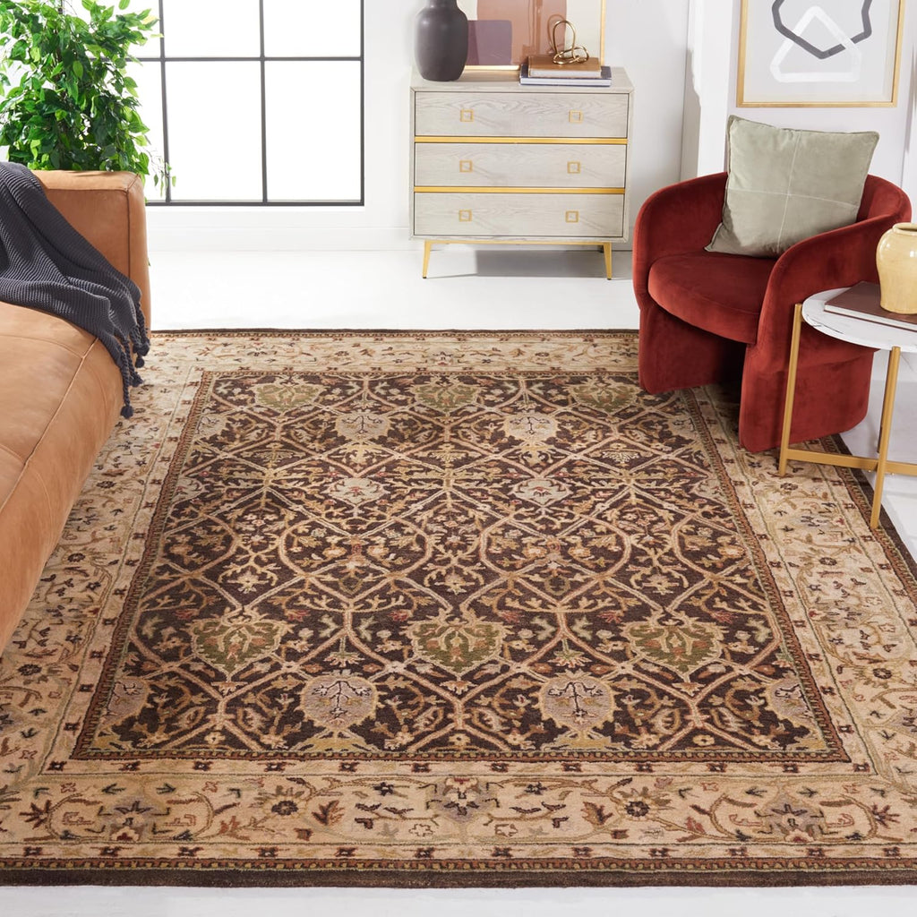 Brown Handmade Vintage Persian Carpet