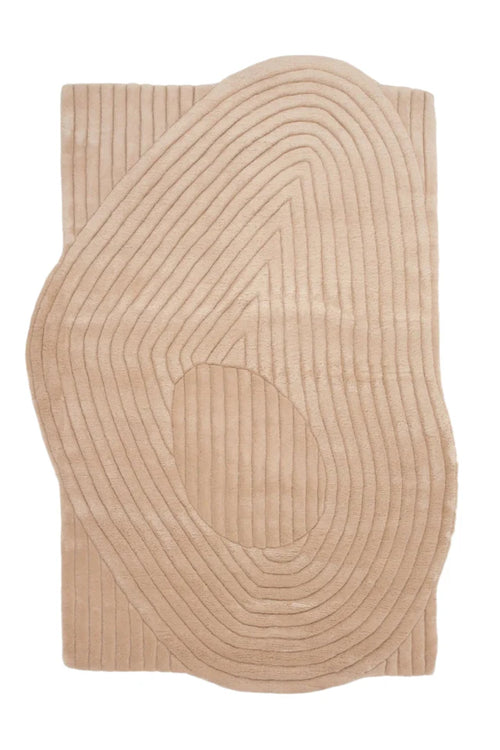 Almond Color Premium Handmade Woolen Irregular Rug