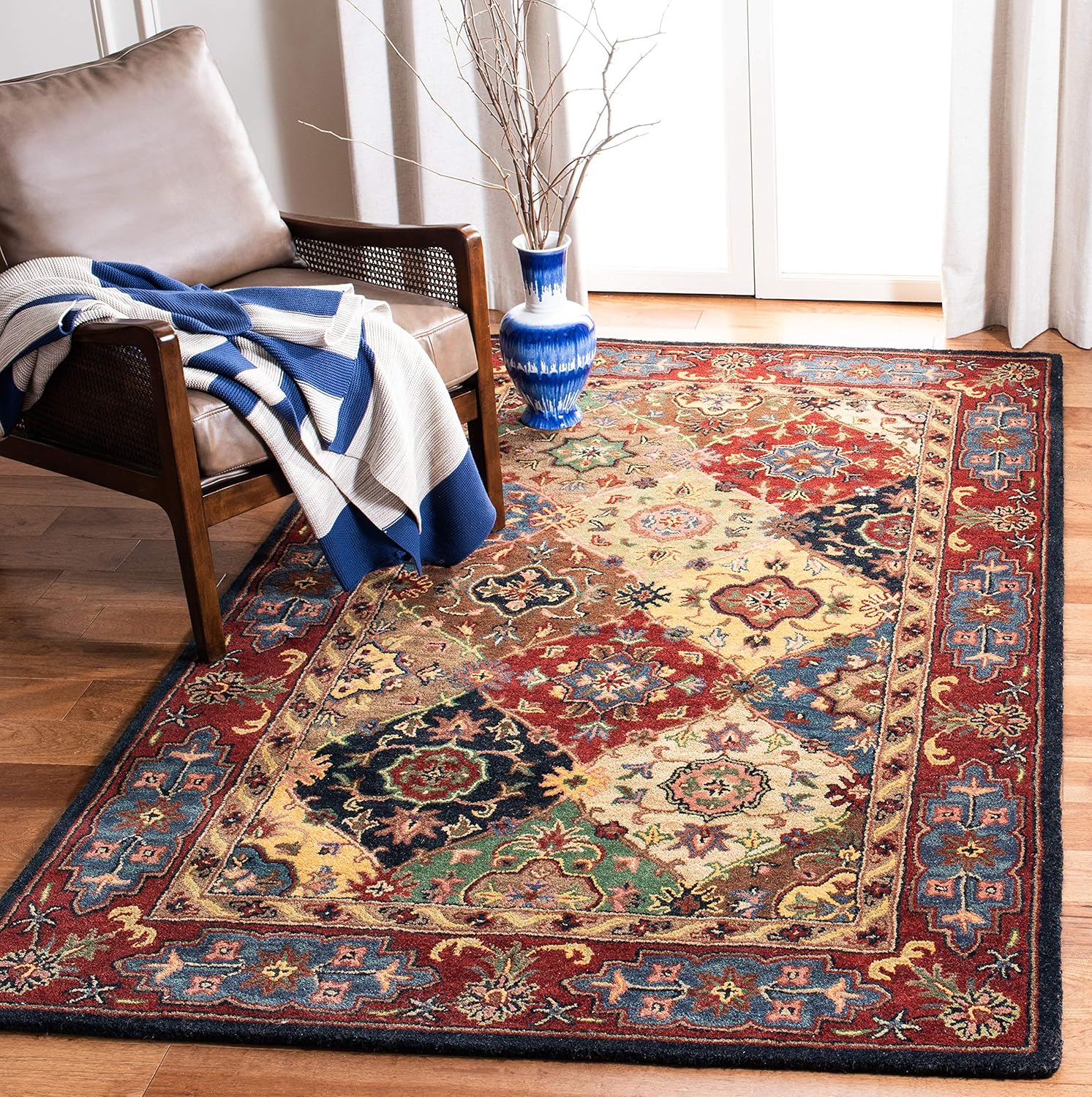 Navy Blue Handmade Vintage Persian Carpet