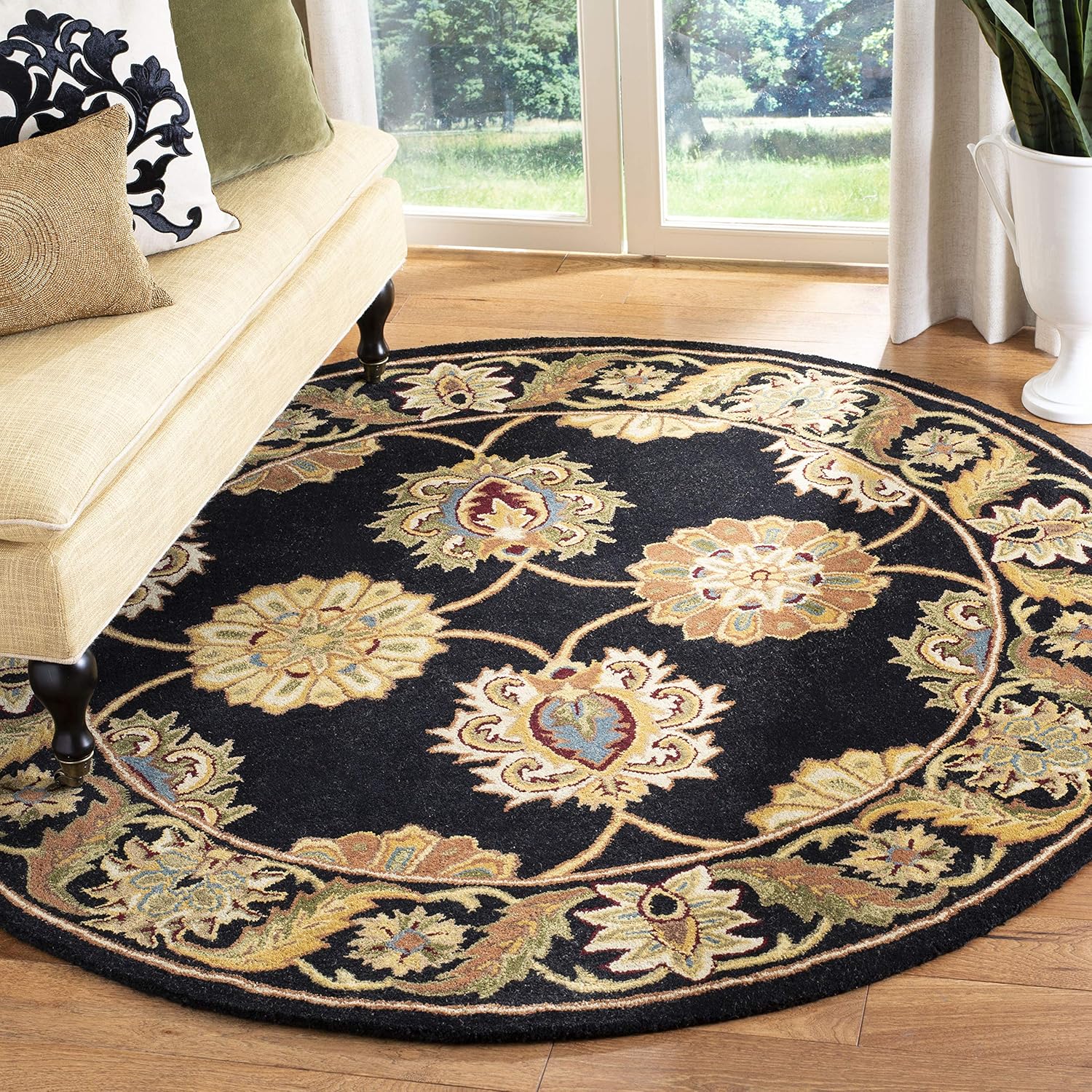 Black Heritage Persian Round Wool Carpet