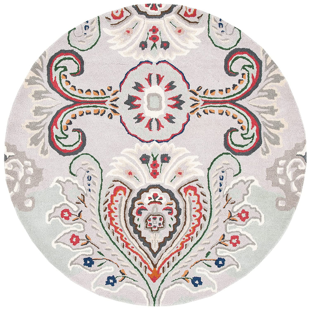 Ivory Peacock Feather Hand Tufted Round Rug