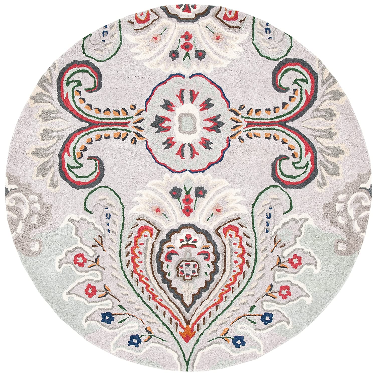 Ivory Peacock Feather Hand Tufted Round Rug