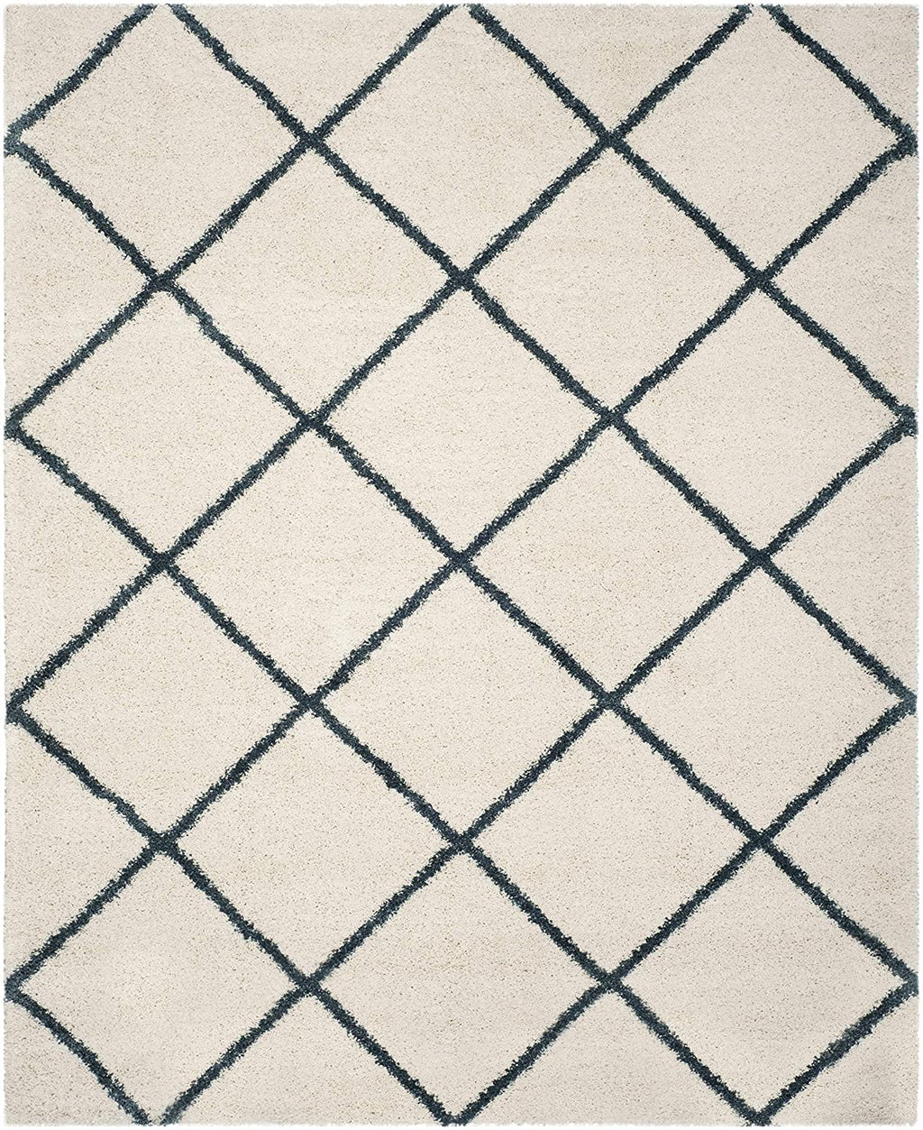Ivory Square Box Shaggy Carpet | Soft & Fluffy Microfiber Area Rug