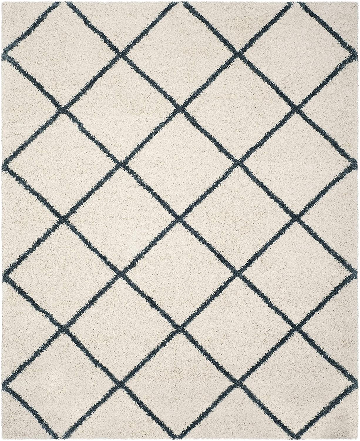 Ivory Square Box Shaggy Carpet | Soft & Fluffy Microfiber Area Rug