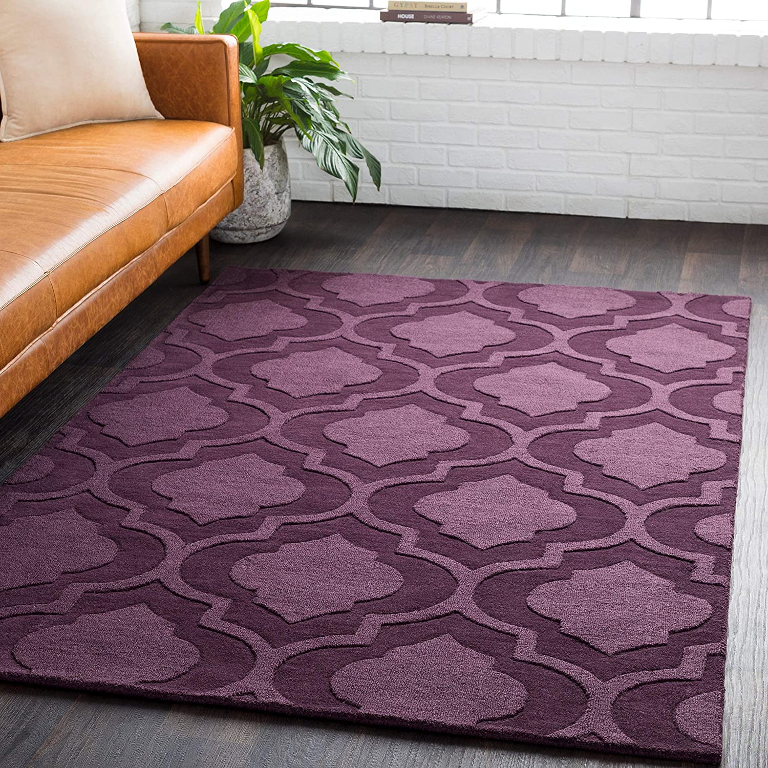 Purple Moraccan Cut-Loop Hand-Tufted Wool Rug