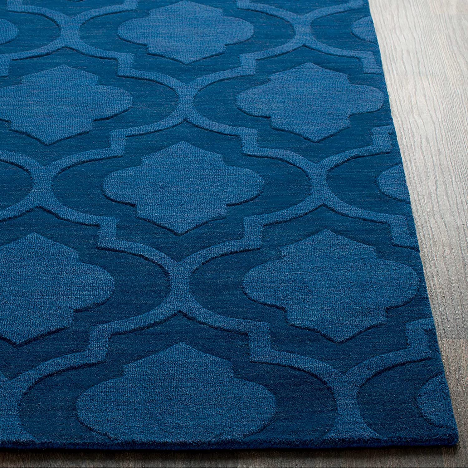 Blue Moraccan Cut-Loop Hand-Tufted Wool Rug